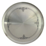 Rundes Silbertablett 925 Silber Niello — polierte Fläche mit dunklem Ornament-Rand, Teil des Bierkrug-Sets
