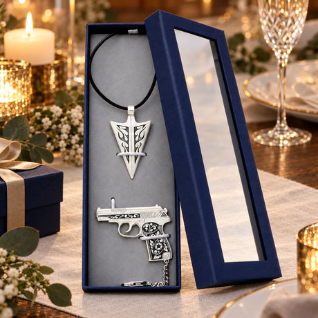 Geschenkset „Starker Charakter" 925 Silber Niello in der Geschenkkassette — Lifestyle-Setting
