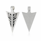 Anhänger 925 Silber Niello Pfeilspitze — Vorderseite mit Niello-Flammen und glatte Rückseite, Talisman