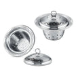 Teesieb mit Deckel 925 Silber Niello — Siebeinsatz, Deckel mit Blütenornament und Untersieb, zweiteilig