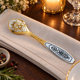 Gewürzlöffel 925 Silber vergoldet Astra Classic — Lifestyle-Setting an der gedeckten Tafel