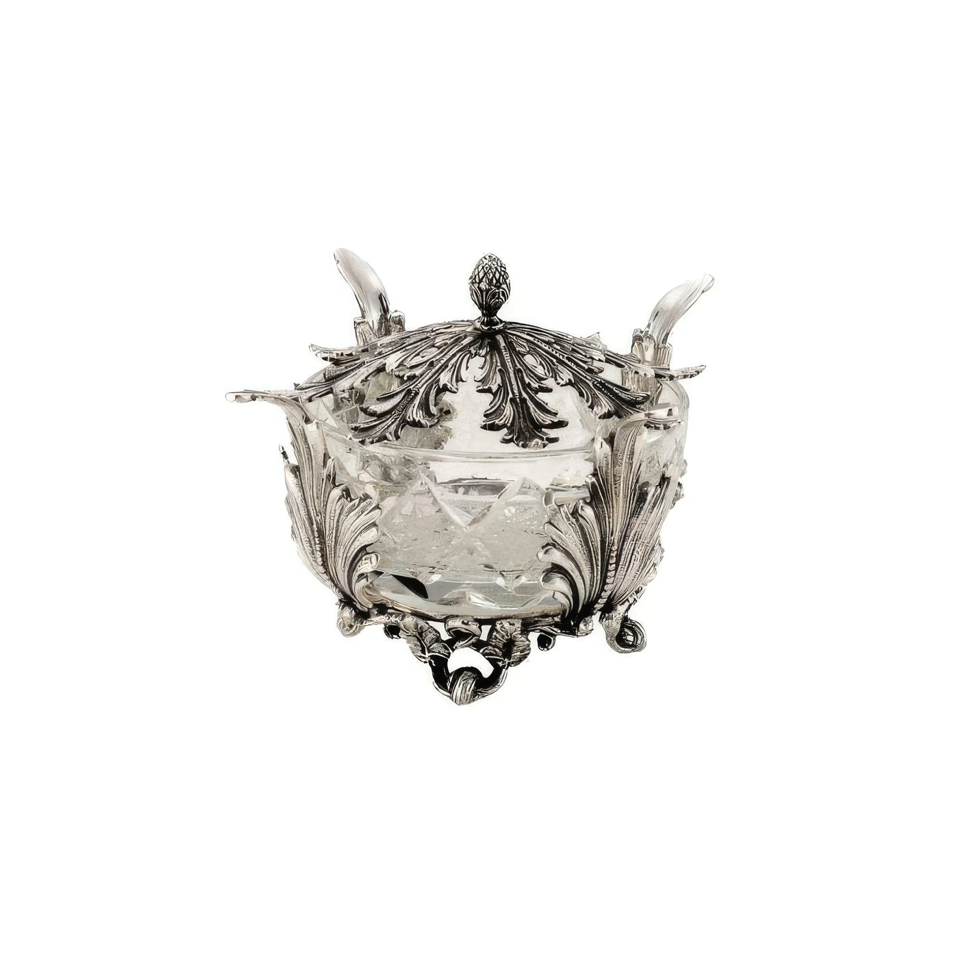 Honigdose 925 Silber mit Böhmischem Kristall und kunstvollen Verzierungen als luxuriöse Geschenkidee für stilvolle Tafelkultur