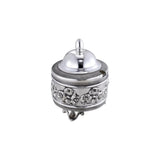 Honigdose 925 Silber mit Rosenmotiv, Kristallknauf und verziertem Standfuß für Honig, Zucker oder Konfitüre