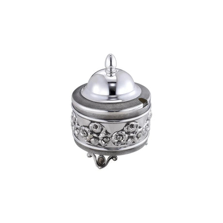 Honigdose 925 Silber mit Rosenmotiv, Kristallknauf und verziertem Standfuß für Honig, Zucker oder Konfitüre