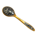 Coffee spoon 925 silver gold-plated Niello hops