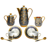 Kaffeeservice Hopfen 925 Silber Niello & Vergoldung – 2 Personen