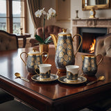 Kaffeeservice Hopfen 925 Silber Niello & Vergoldung – 2 Personen