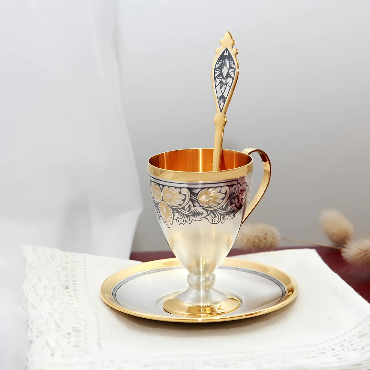 Kaffeeservice Hopfen 925 Silber – Geschenkset für 2 Personen