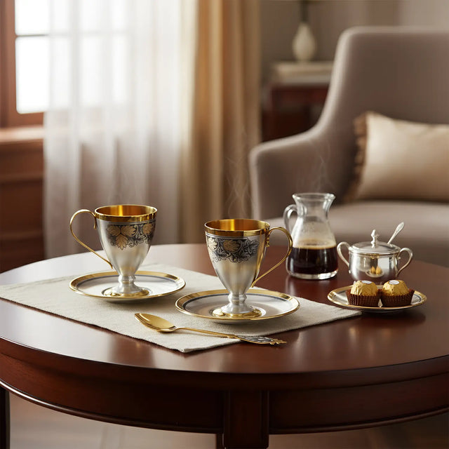 Kaffeeservice Hopfen 925 Silber – Geschenkset für 2 Personen