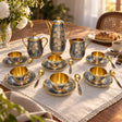 Kaffeeservice 6 Personen 925 Silber vergoldet Hopfen — Lifestyle-Setting am Kaffeetisch