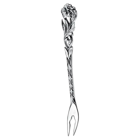 Limonengabel 925 Silber Symphonie — zweizackige Gabel mit Lilien-Stielende und Akanthus-Ranken-Schaft, ArgentA