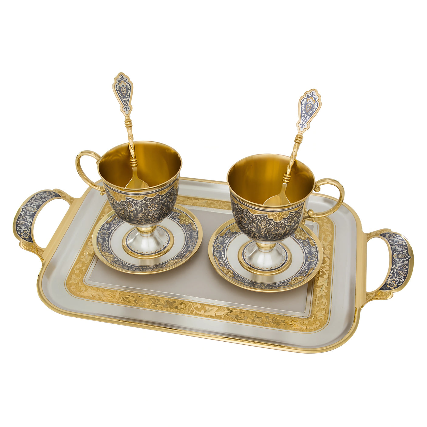 Tea service for 2 people gold-plated ZAREN FEAST