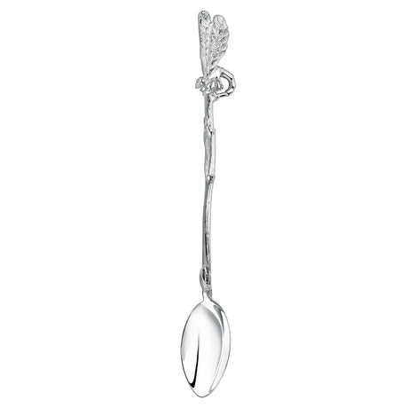 Mokkalöffel 925 Silber Libellula ArgentA — filigraner Zweig-Stiel mit plastischer Libellen-Skulptur als Krönung, hochglanzpoliert, Freisteller