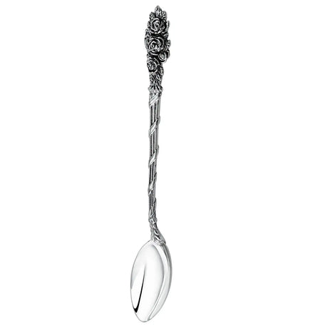 Mokkalöffel 925 Silber Rosalia ArgentA — filigraner Zweig-Stiel mit üppigem Rosen-Strauß als plastische Krönung, mehrere detaillierte Rosenblüten, hochglanzpoliert