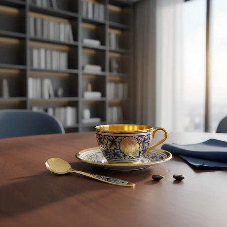 Kaffeetasse Hopfen 925 Silber – Niello & Vergoldung | Luxus - Set