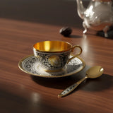 Kaffeetasse Hopfen 925 Silber – Niello & Vergoldung | Luxus - Set