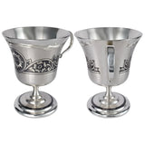 Zwei edle Kaffeetassen Set aus 925er Silber mit einzigartiger Niello-Verzierung.