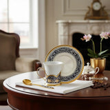 Kaffeetasse Set Hopfen 925 Silber & Porzellan – Niello, Vergoldung & Handgravur