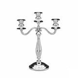 Kandelaber 925 Silber Inglese Zaramella — dreiflammiger Tafelleuchter mit geschwungenen Armen und Baluster-Säule, hochglanzpoliert, Freisteller