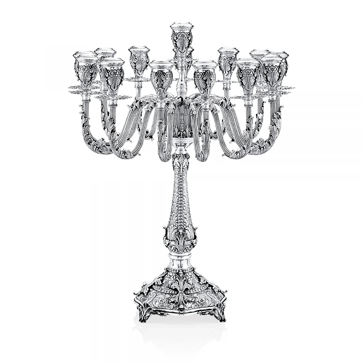 Kandelaber 925 Silber Signature Zaramella — vierzehn Tüllen in mehreren Ebenen