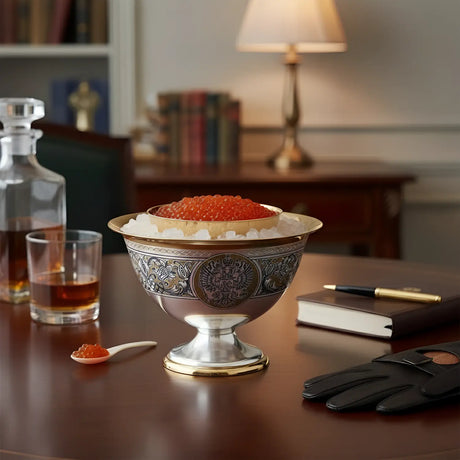 Kaviarschale & Eisschale 925 Silber vergoldet – Niello | Souverän - Design