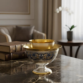 Kaviarschale 925 Silber vergoldet – 2 - teilig „Tradition“ | Niello - Handgravur