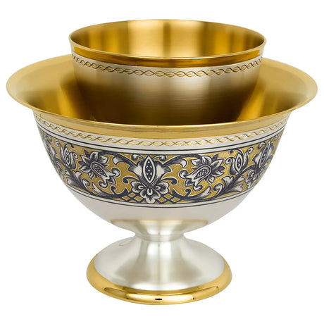 Kaviarschale 925 Silber vergoldet – 2 - teilig „Tradition“ | Niello - Handgravur