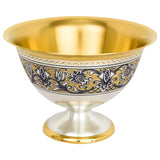 Kaviarschale 925 Silber vergoldet Tradition mit floraler Niello-Gravur und goldener Innenfläche freigestellt