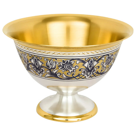 Kaviarschale 925 Silber vergoldet Tradition mit floraler Niello-Gravur und goldener Innenfläche freigestellt