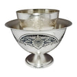 Kaviarschale Set 925 Silber Niello, zwei Schalen mit Blütenmedaillon auf Standfuß — 2-teilig, festlicher Anlass
