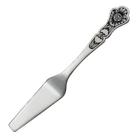Kaviarspatel 925 Silber Niello — polierter Spatel mit dunklem Blütenornament am Griff, gravierbar