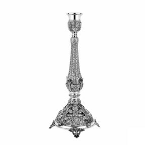Kerzenleuchter 925 Silber Signature Maxi 47 cm — plastisch abstehende Akanthusblätter am Schaft, Zaramella