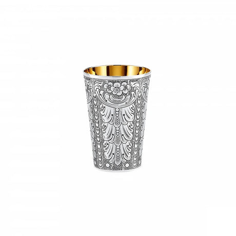 Kiddusch-Becher 925 Silber Signature 10 cm — vollflächig ziseliert, Innenseite vergoldet, Zaramella Italien
