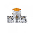 Kiddusch-Set 925 Silber Signature — Becher mit Standfuß und quadratischer Teller mit Mulde, Zaramella