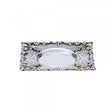 Kiddusch-Teller 925 Silber Signature 16x16 cm — runde Becher-Mulde, teilvergoldete Blattmotive, Zaramella