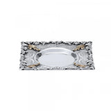 Kiddusch-Teller 925 Silber Signature 16x16 cm — runde Becher-Mulde, teilvergoldete Blattmotive, Zaramella