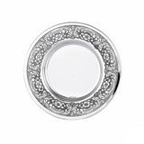 Kiddusch-Teller 925 Silber Signature rund 17 cm — ziselierte Fahne, glatter Spiegel als Becherstand, Zaramella