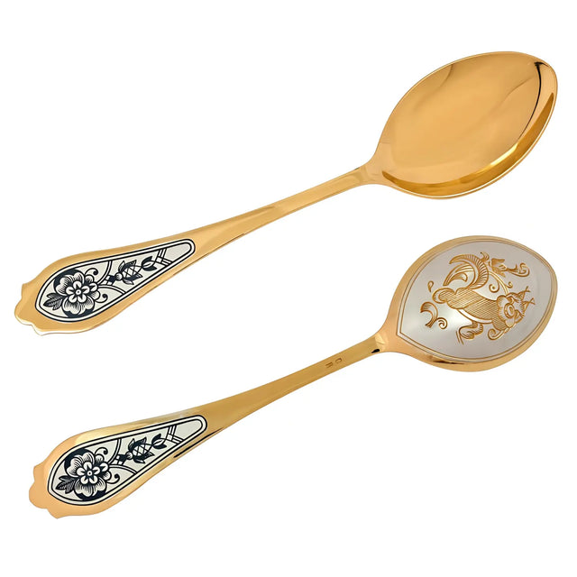 Dessertlöffel für Kinder 925 Silber vergoldet – Eichhörnchen