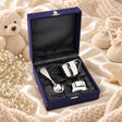 Kinder Geschenkset 925 Silber Stern mit Becher, Löffel und Serviettenring in der Geschenkbox, auf hellem Satin