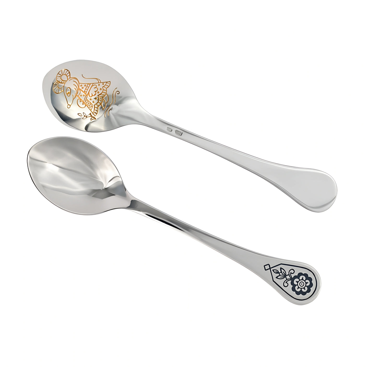 Children's spoon 925 silver gold-plated mouse