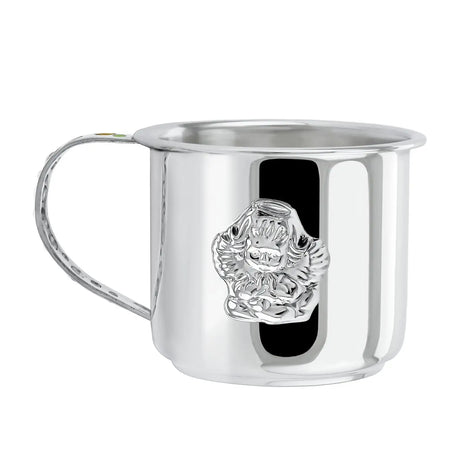 Kinderbecher 925 Silber mit Engel-Motiv und Henkel, gravierbarer Taufbecher – edles Geschenk zur Taufe oder Geburt.