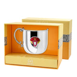 Silber Kinderbecher Prinzessin mit Emaille-Verzierung und Vergoldung in Geschenkbox