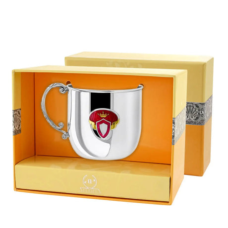 Silber Kinderbecher Prinzessin mit Emaille-Verzierung und Vergoldung in Geschenkbox