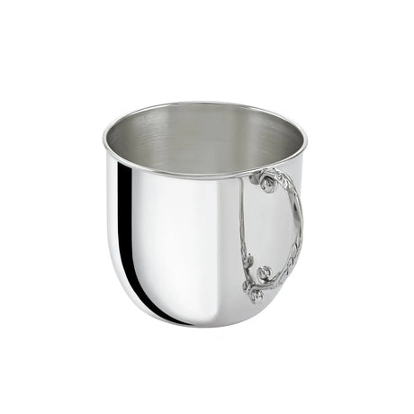 Kinderbecher 925 Sterling Silber Innenansicht poliert ergonomischer Henkel Mädchen Taufgeschenk.