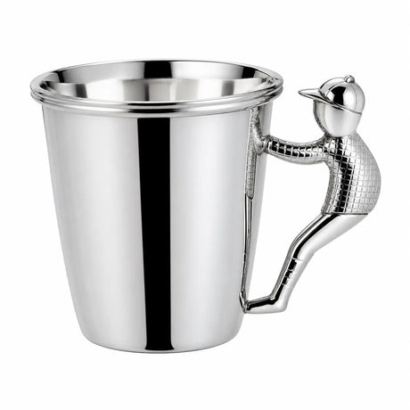 Kinderbecher 925 Silber mit Jungenfigur und Basecap, Gravur möglich, Taufgeschenk Junge freigestellt