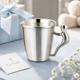 Kinderbecher 925 Silber Junge mit Basecap Griff, Geschenk zur Taufe, personalisierbar mit Gravur