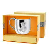 Kinderbecher Teddybär aus 925 Silber, hochglanzpoliert – Taufgeschenk für Jungen und Mädchen mit Gravur-Option