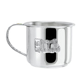 Kinderbecher aus 925 Silber mit Henkel und Zug-Motiv – Taufgeschenk für Jungen & Mädchen.