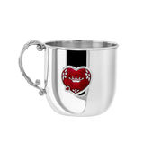 Kinderbecher 925 Silber mit Herz-Design in roter Emaille und Vergoldung – edles Babygeschenk.
