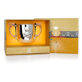 Kinderbecher mit Henkel 925 Silber Teddybär - Premium Geschenkideen